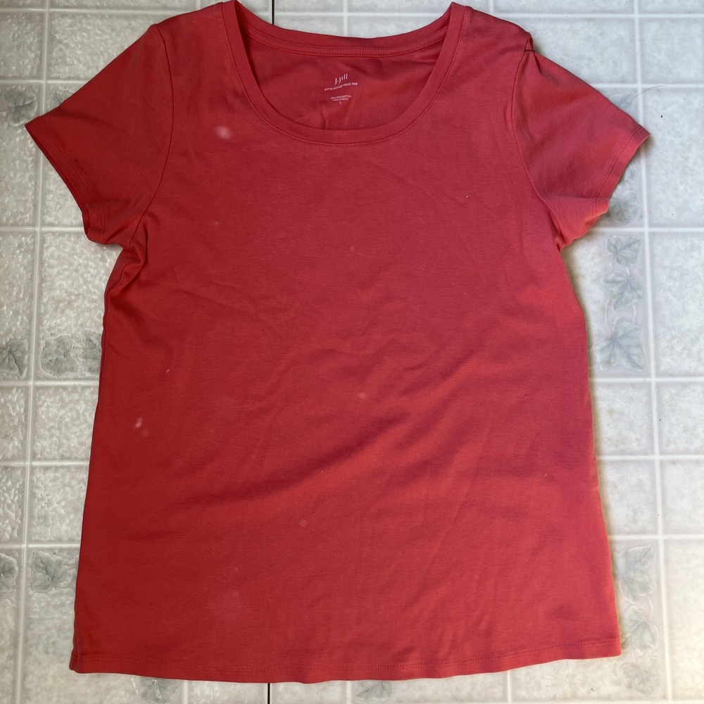 J Jill Womens Scoop Neck Coral Pima Knit Short Sleeve Tee Large‎ Pima Cotton